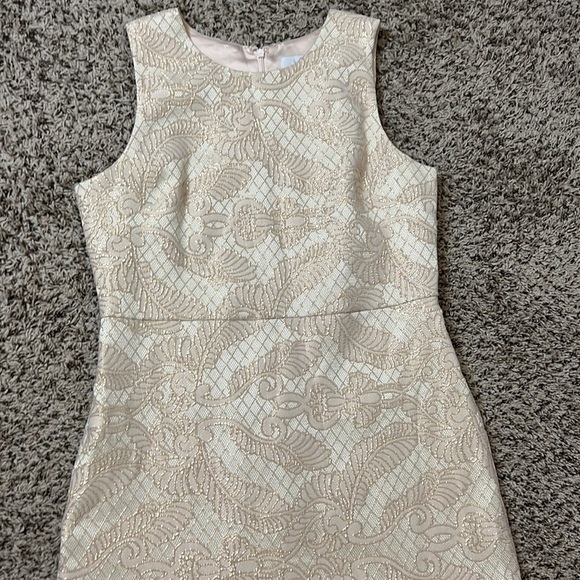 Belle Badgley Mischka Cream Gold Sleeveless Embroidered Lace Style Dress… - Picture 3 of 15